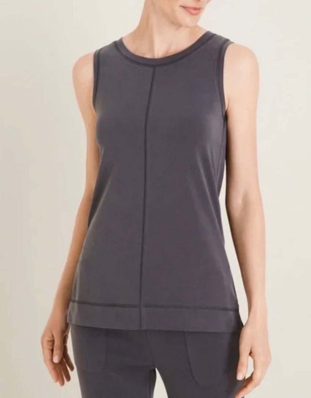 Chico's Zenergy Charcoal Sleeveless Center Seam Tank Top Size 1 (8/10)